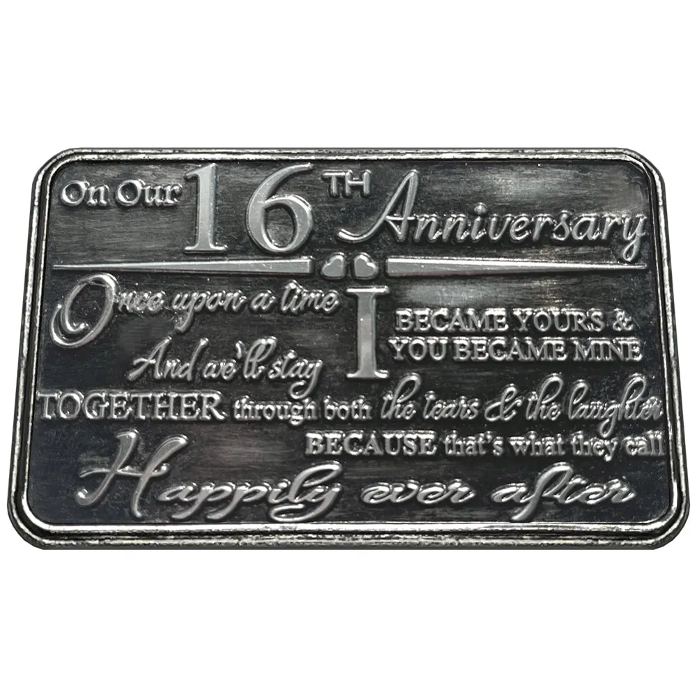 16th Sixteenth Anniversary Sentimental Metal Wallet or Purse Keepsake Card Gift - Cute Gift Set From Husband Wife Boyfriend Girlfriend Partner