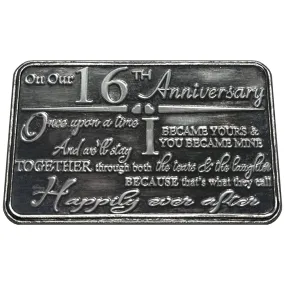 16th Sixteenth Anniversary Sentimental Metal Wallet or Purse Keepsake Card Gift - Cute Gift Set From Husband Wife Boyfriend Girlfriend Partner