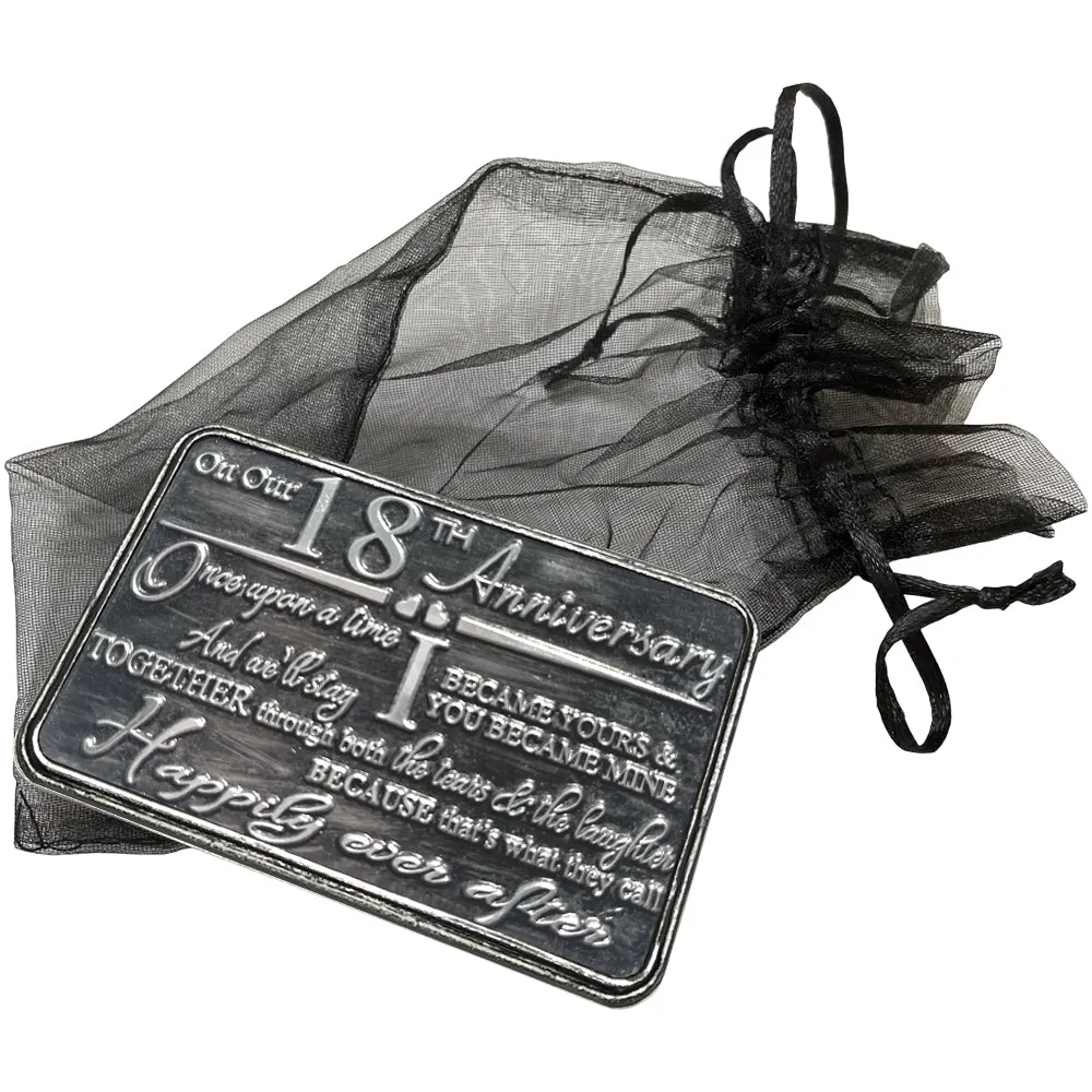 18th Eighteenth Anniversary Sentimental Metal Wallet or Purse Keepsake Card Gift - Cute Gift Set From Husband Wife Boyfriend Girlfriend Partner
