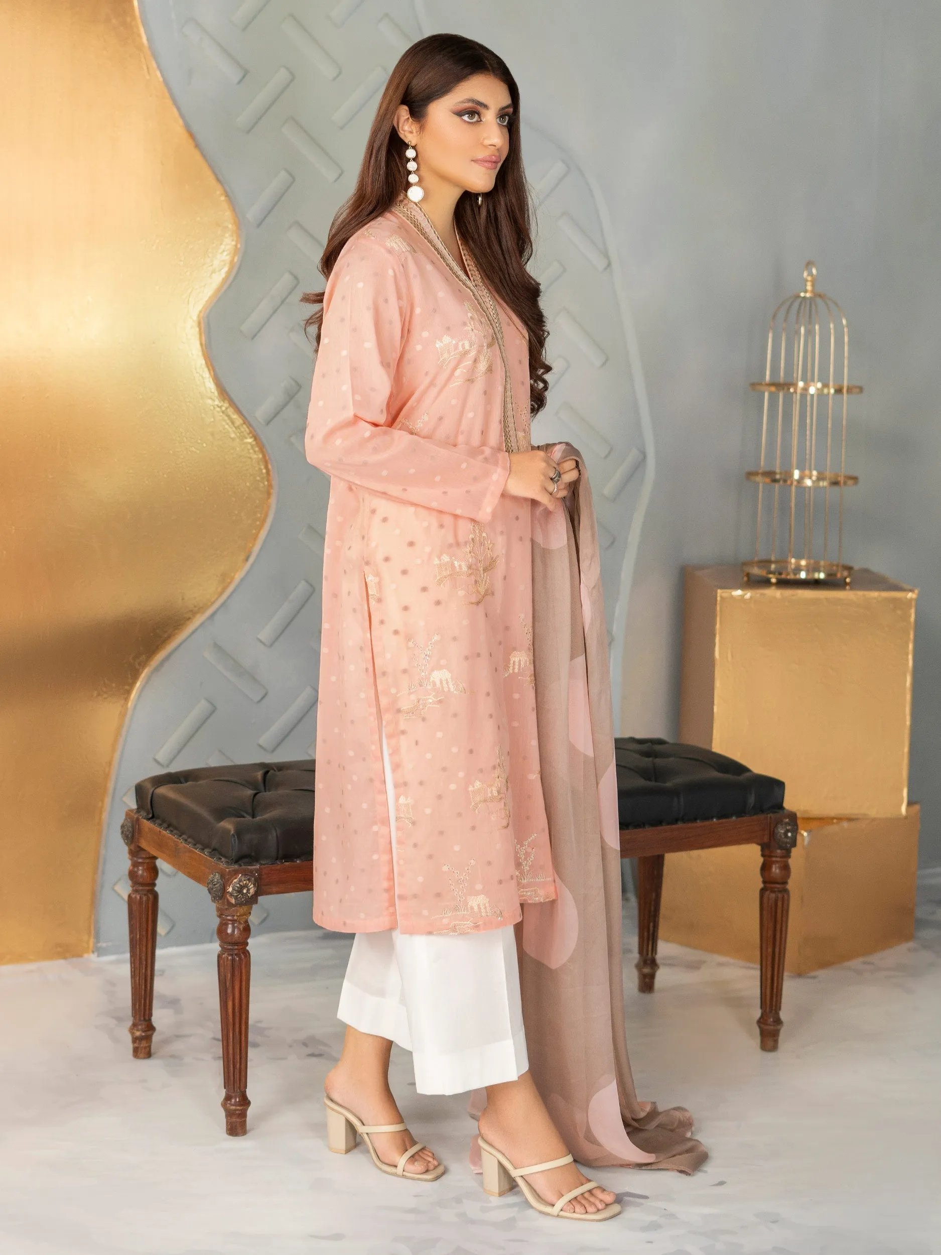 2 Piece Embroidered Jacquard Suit
