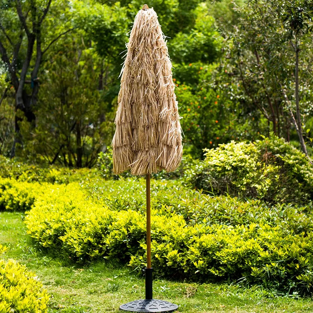2.2M Thatch Patio Tiki Straw Parasol with Aluminium Tilt