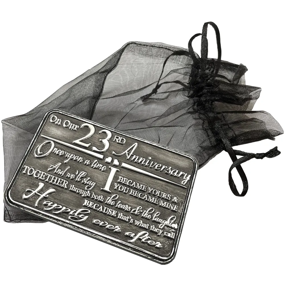 23rd Twenty Third Anniversary Sentimental Metal Wallet or Purse Keepsake Card Gift - Cute Gift Set From Husband Wife Boyfriend Girlfriend Partner