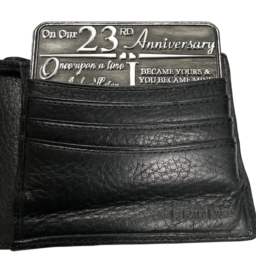 23rd Twenty Third Anniversary Sentimental Metal Wallet or Purse Keepsake Card Gift - Cute Gift Set From Husband Wife Boyfriend Girlfriend Partner