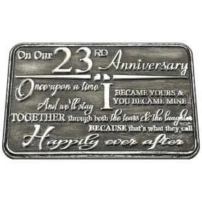 23rd Twenty Third Anniversary Sentimental Metal Wallet or Purse Keepsake Card Gift - Cute Gift Set From Husband Wife Boyfriend Girlfriend Partner