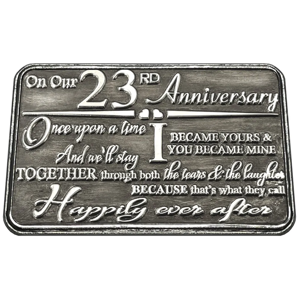 23rd Twenty Third Anniversary Sentimental Metal Wallet or Purse Keepsake Card Gift - Cute Gift Set From Husband Wife Boyfriend Girlfriend Partner