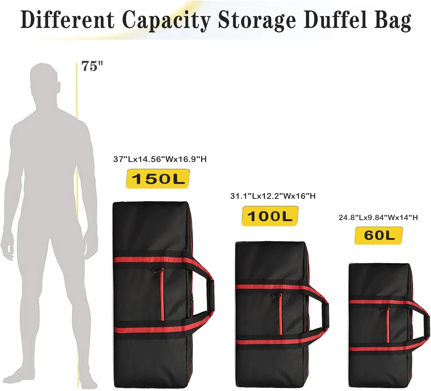24.8  Travel Bag, Duffle Bag for Men Women, Large 60L Weekender Overnight Bag with Trolley Sleeve and Wet Pocket