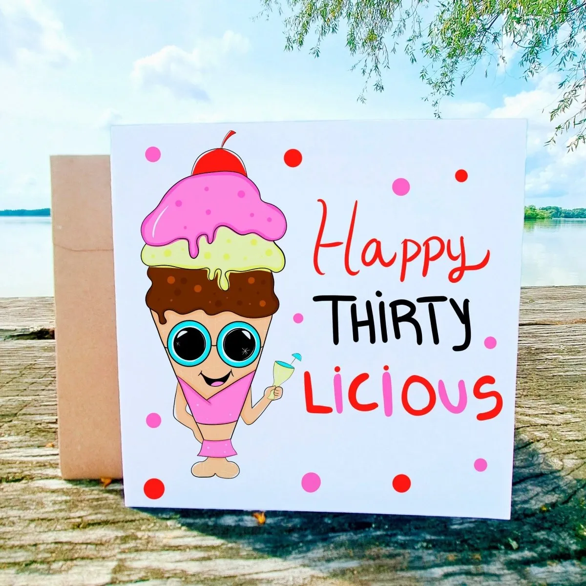 30th Birthday Card, Funny Thirty, Greeting Card for Her, Best Friend, Girlfriend, Wife, Icecream Postcards