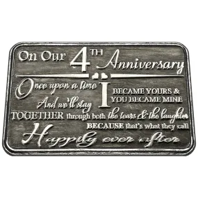 4th Fourth Anniversary Sentimental Metal Wallet or Purse Keepsake Card Gift - Cute Gift Set From Husband Wife Boyfriend Girlfriend Partner