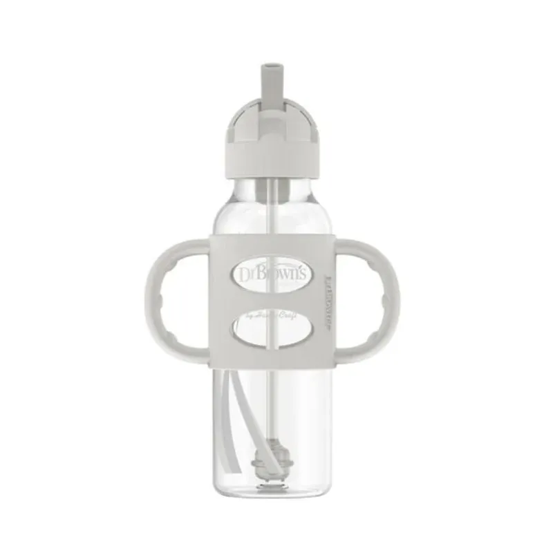 8oz Sippy Straw Bottle - Grey