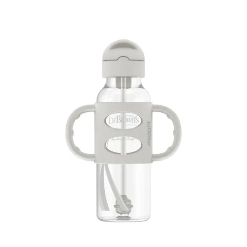 8oz Sippy Straw Bottle - Grey