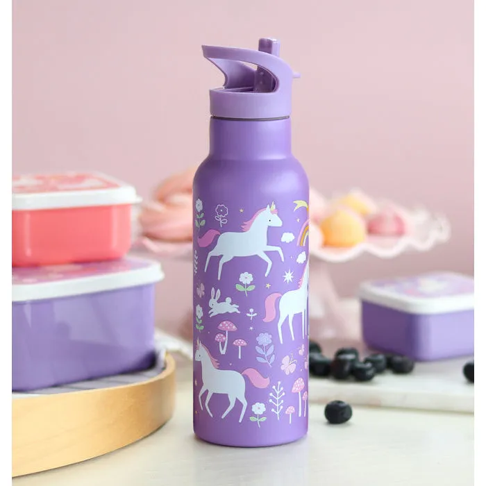 A Little Lovely Company XL Stainless Steel Drink Bottle: Unicorn Dreams