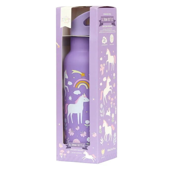 A Little Lovely Company XL Stainless Steel Drink Bottle: Unicorn Dreams