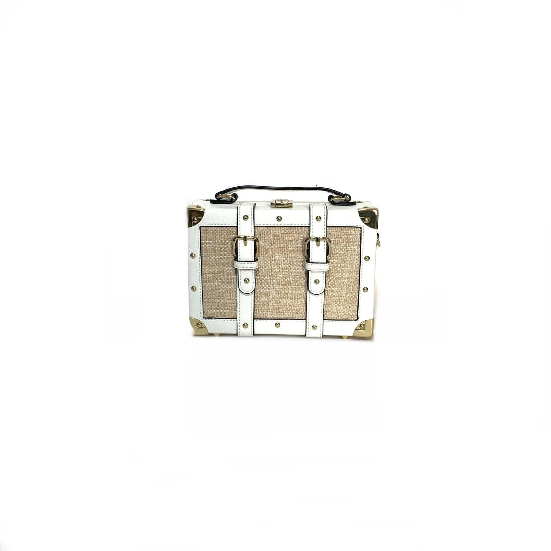 ALDO White & Beige Jute Box Bag | Gently Used |