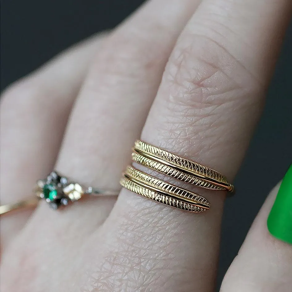 AWAKEN. Feather Wrap Gold Ring