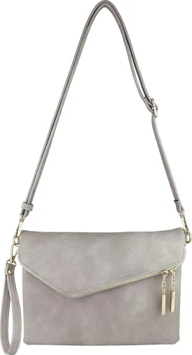 B BRENTANO Fold-Over Envelope Wristlet Clutch Crossbody Bag with Tassel Accents