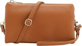 B BRENTANO Vegan Leather Multi-Pocket Crossbody Purse/Clutch with Card Slots, Removable Wristlet & Adjustable Shoulder Strap