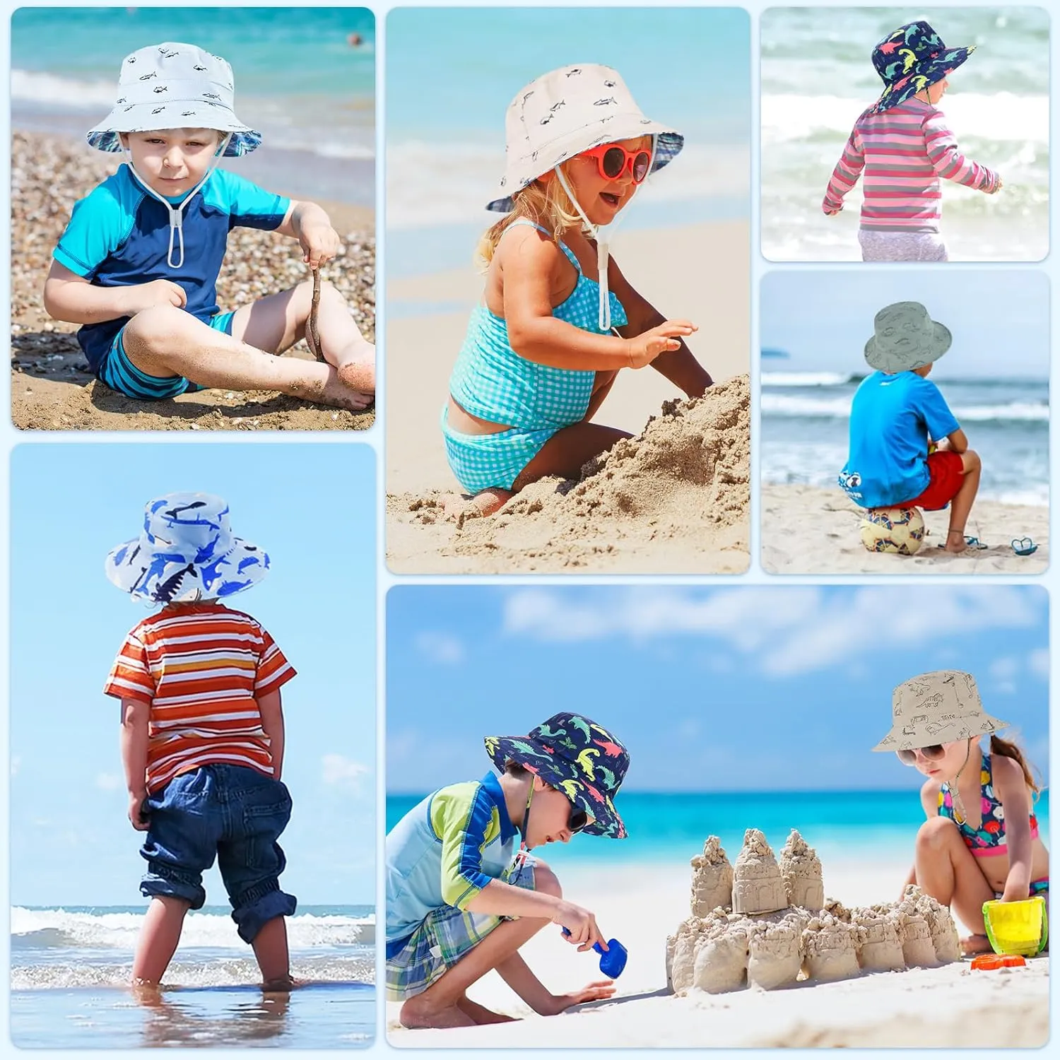 Baby Sun Hat Toddler Summer UPF 50  Sun Protection Baby Boy Girls Hats Beach Hats Wide Brim Adjustable Bucket Hat