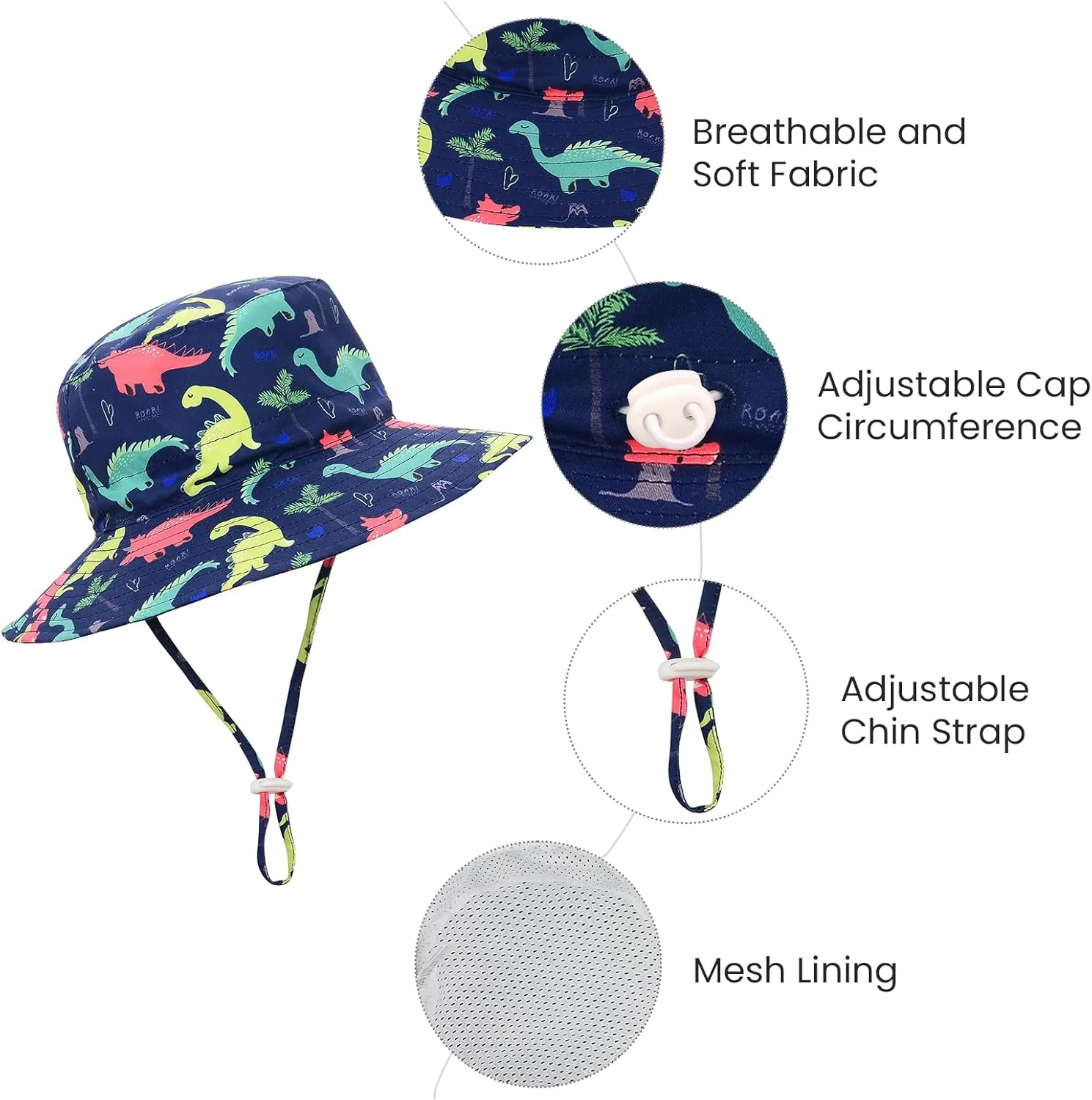 Baby Sun Hat Toddler Summer UPF 50  Sun Protection Baby Boy Girls Hats Beach Hats Wide Brim Adjustable Bucket Hat