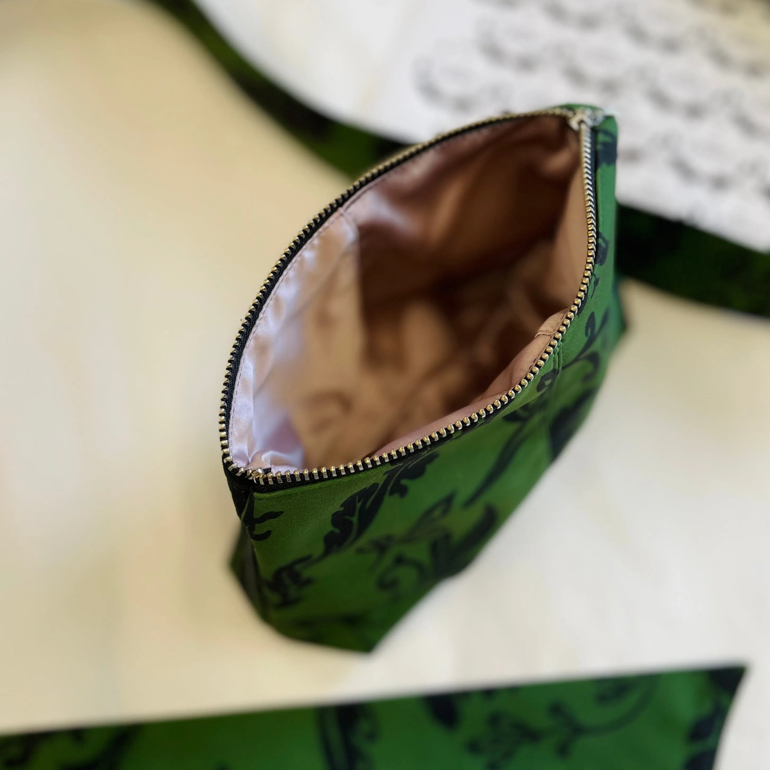 Black And Green Makeup Bag | Forest Flower