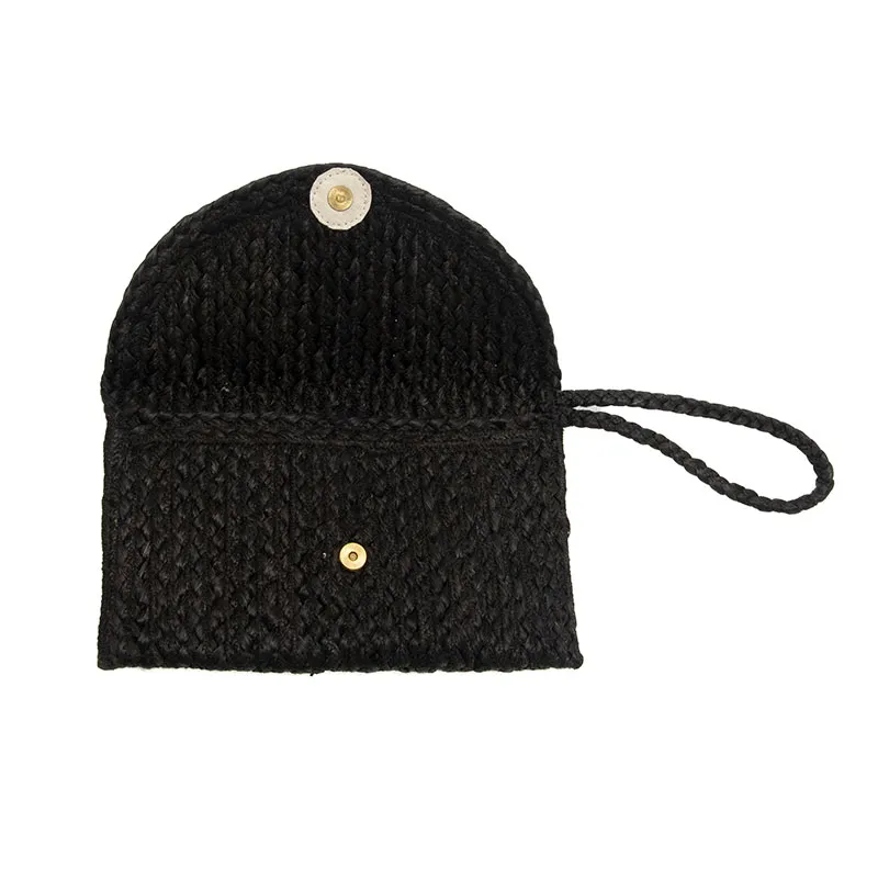 Black Jute Clutch Wristlet