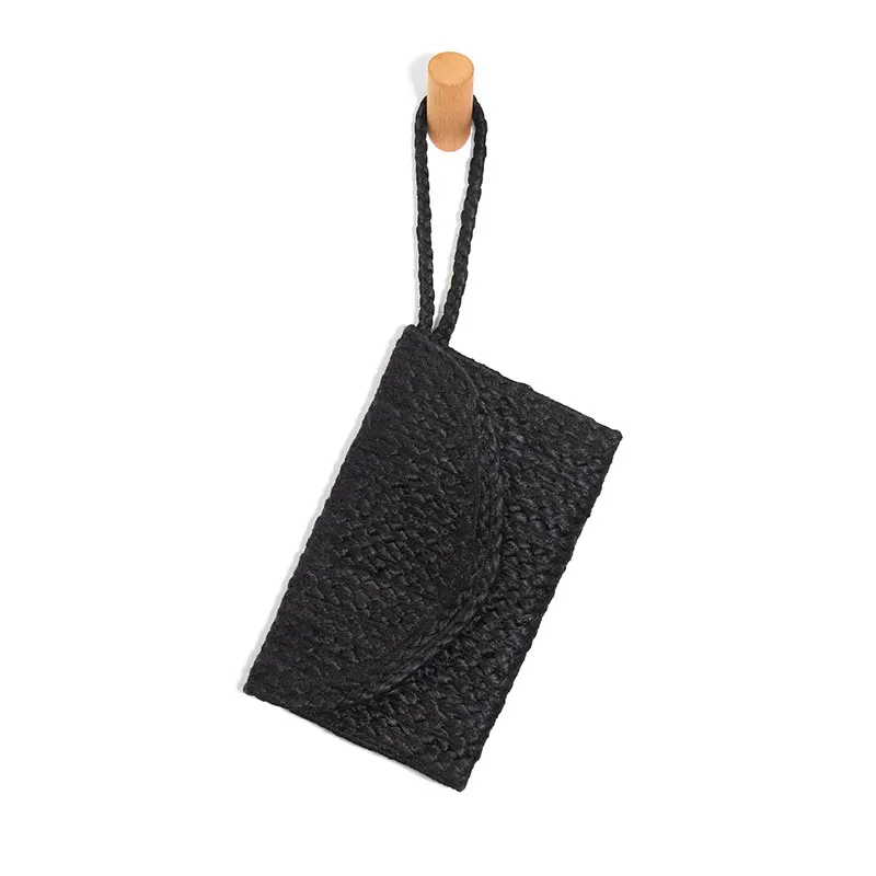 Black Jute Clutch Wristlet