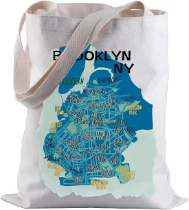 BLUPARK Brooklyn Ny Map Tote Bag Brooklyn Ny Travel Shopping Bag Moving To Brooklyn Ny Gift Brooklyn