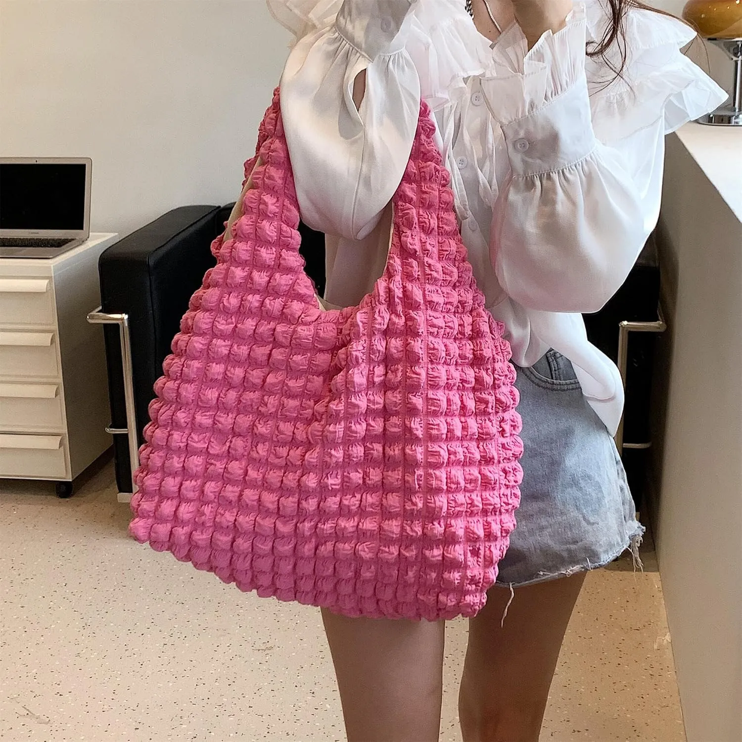 Bubble Large Shoulder Bags for Women Puff Tote Handbag and Purse Cloud Casual Shopping Travel Bag Lightweight
