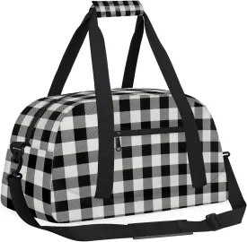 Buffalo Plaid 18 inch Small Gym Bag for Women and Men, Lightweight Carry On Weekender Bag Mini Duffel Bag for Travel Sports Workout