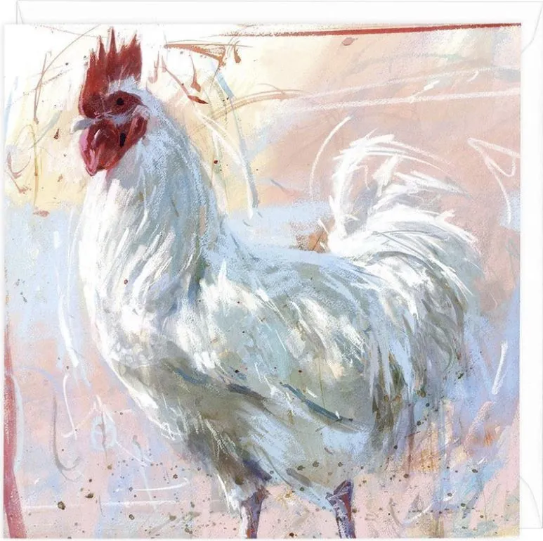 Cockerel on Pink Greeting Card