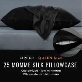 Custom Wholesale Silk Pillowcase 25 Momme Zipper Closure - Queen size