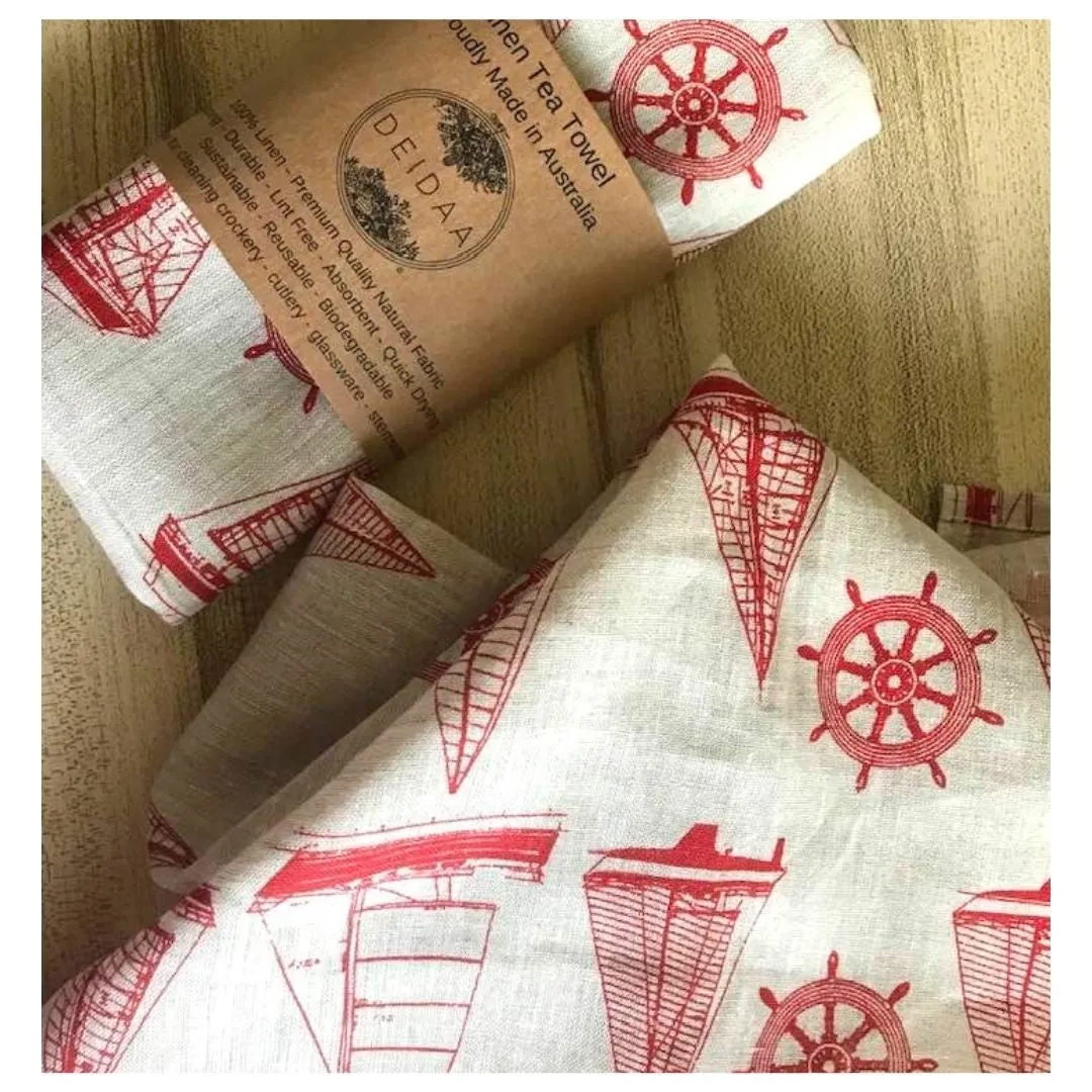 Deidaa Retro Printed Linen Tea Towel