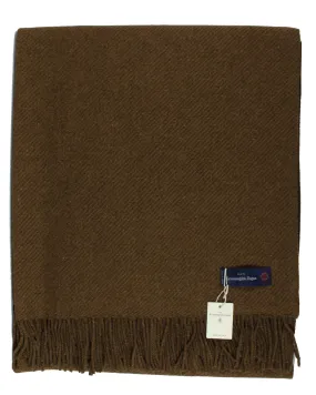 Ermenegildo Zegna Wool Cashmere Throw Blanket Brown - SALE