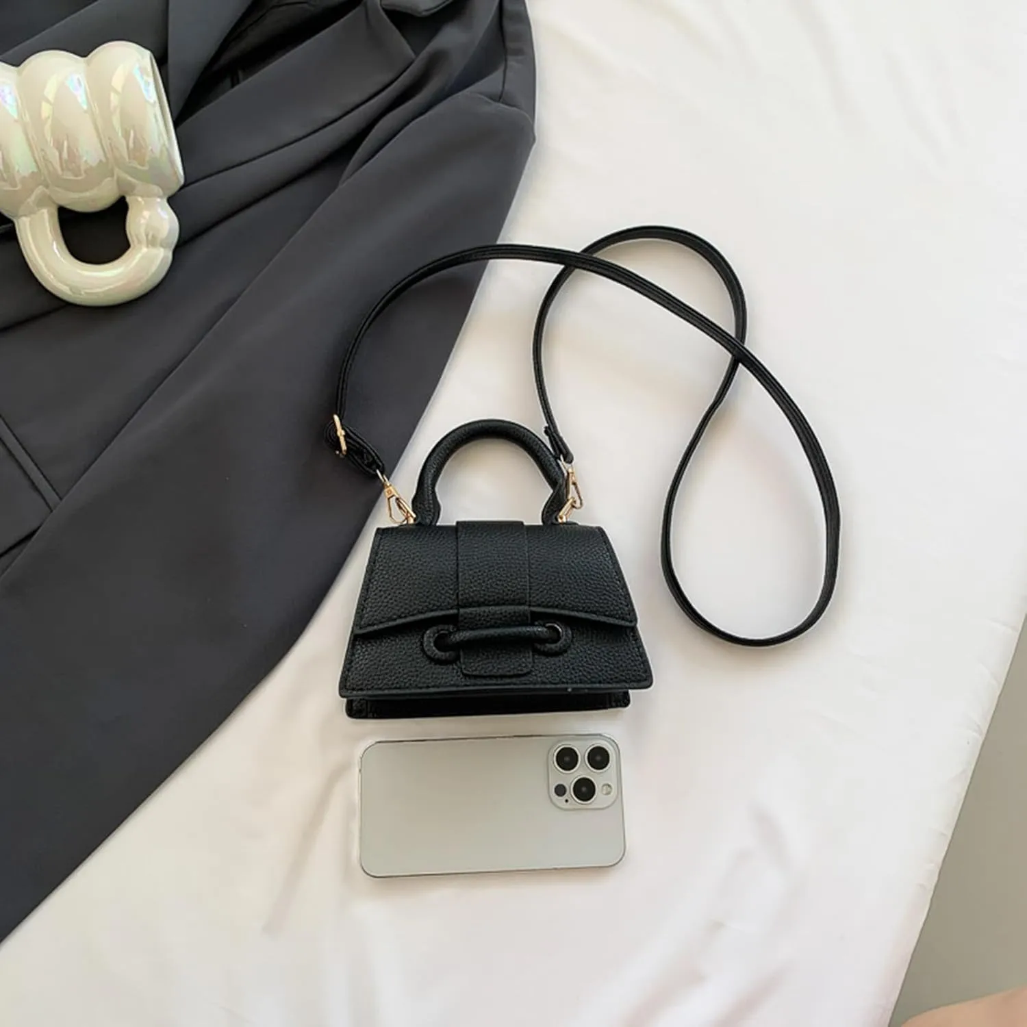 FALETO Mini Purses for Women Cute Top Handle Crossbody Bag Stylish Tiny Clutch Handbag with Strap