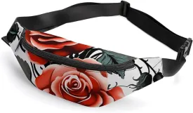 Fanny Packs Floral Rose Ivy with Leaves Spring Printed Crossbody Bags Small Sling Bag Everywhere Belt Bag for Women Men Outdoor Travel Running