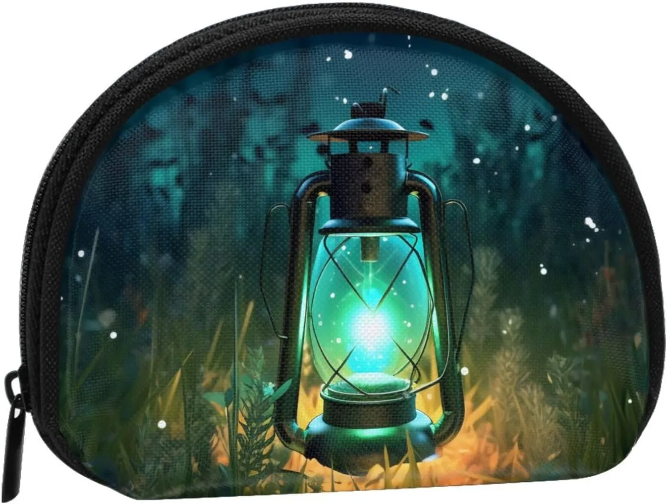 (Fireflies And Lantern) Shell Coin Purse Mini Wallet For Women Men Small Zipper Pouch Compact Change Purse Stylish Makeup Bag