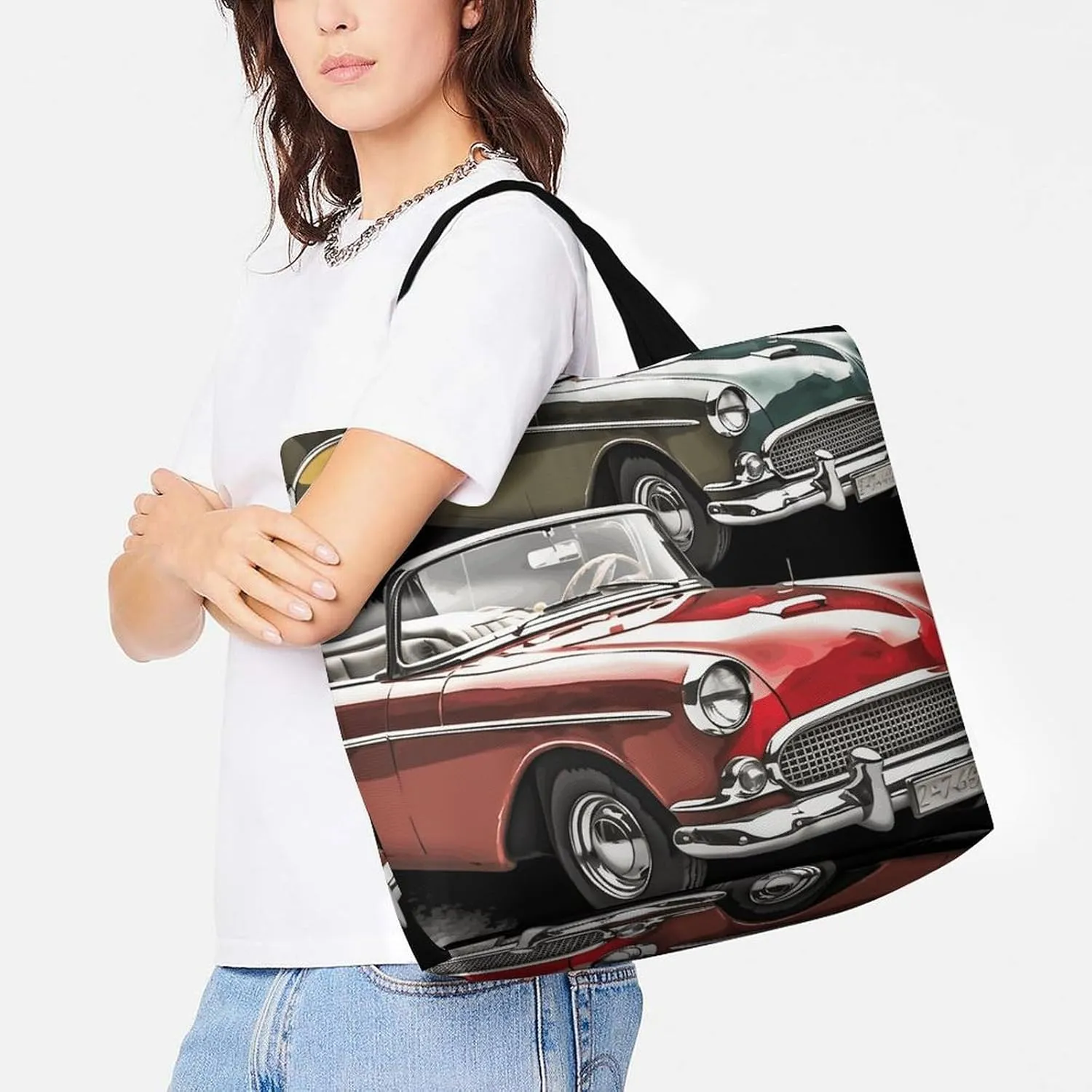 Flamingo Love Flowers Tote Bag for Women Reusable Grocery Shoulder Bag Shopping Bags for Travel, Groceries
