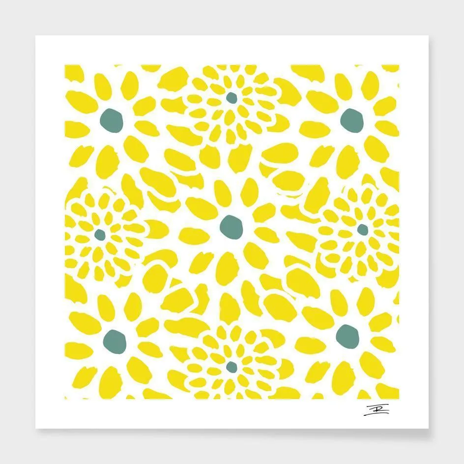 FLOWERS IN YELLOW CUSHION PILLOW