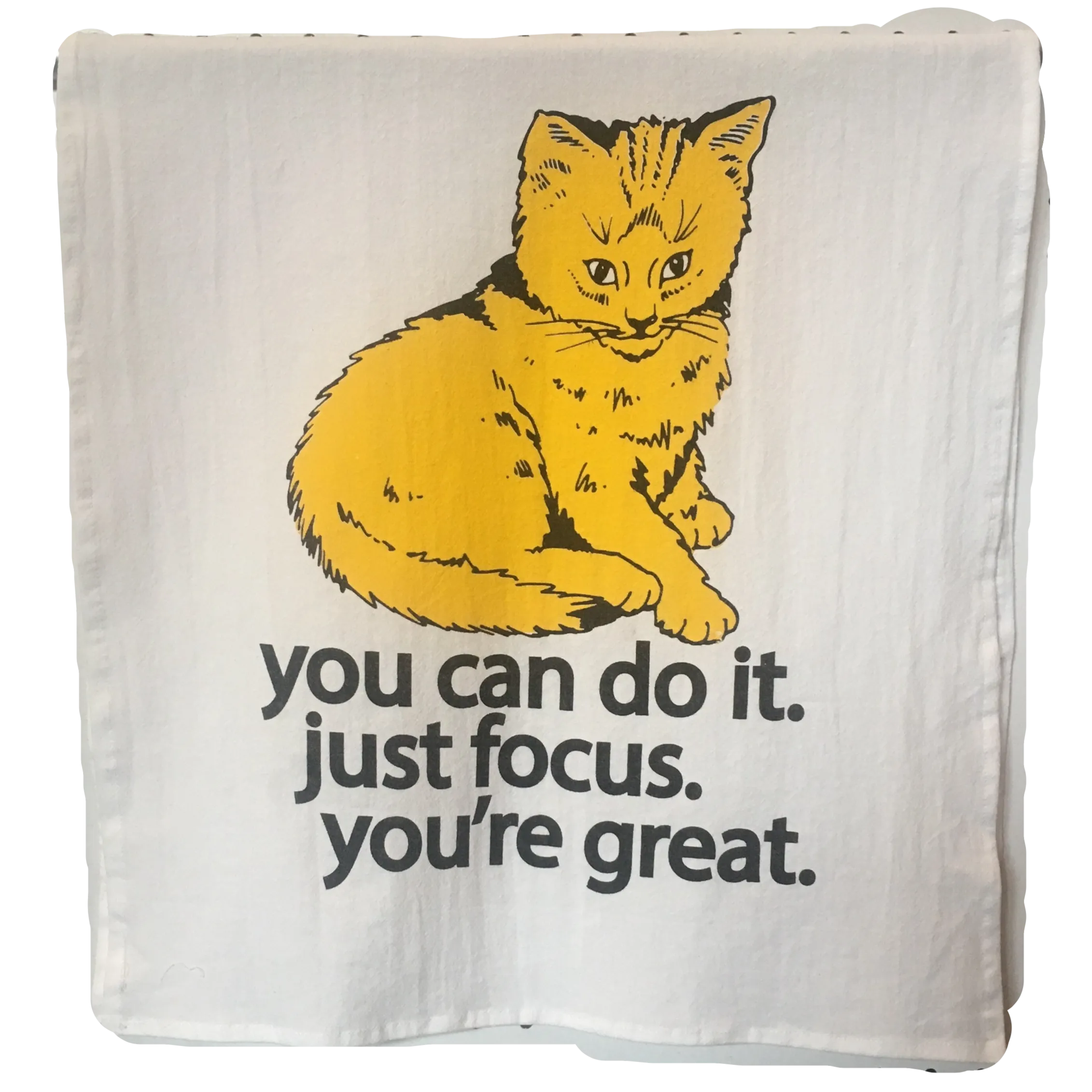 Focus Cat Kitchen Towel - Golden Yellow