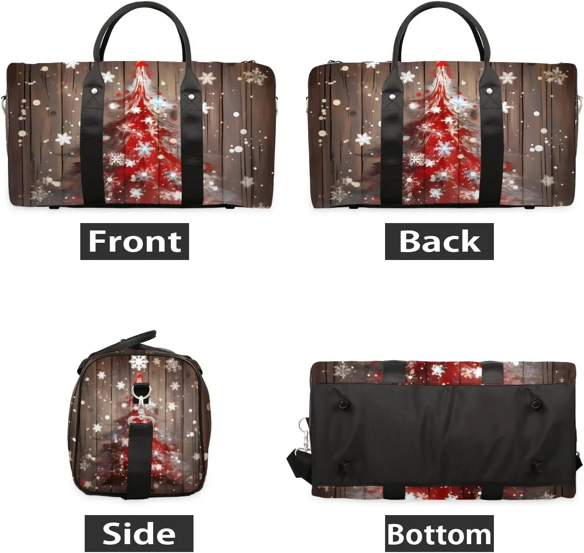 Foldable Travel Bag Christmas Tree Snowflake Lightweight Carry On Bags for Airplanes Waterproof Travel Duffle Bag For Gym Weekend Overnight