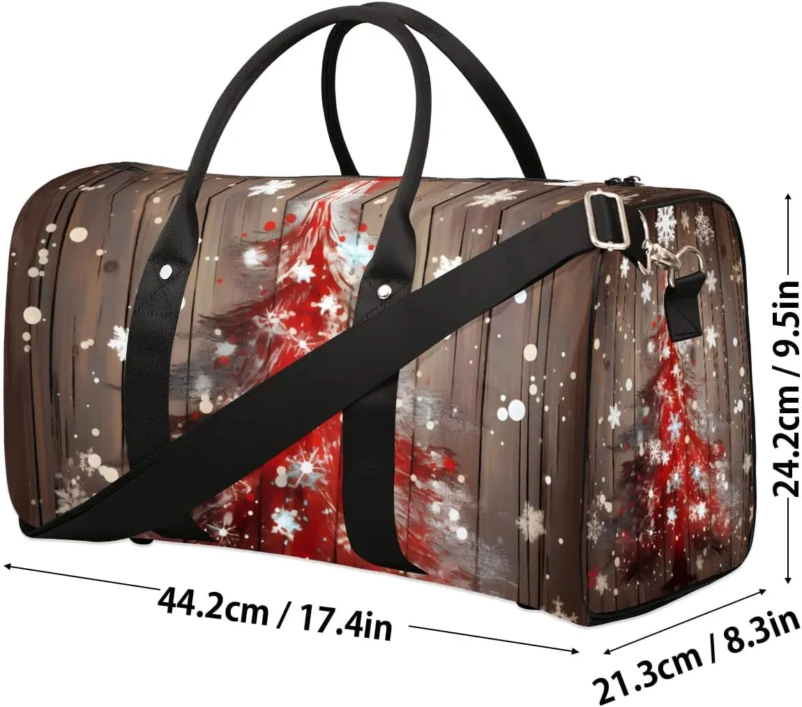 Foldable Travel Bag Christmas Tree Snowflake Lightweight Carry On Bags for Airplanes Waterproof Travel Duffle Bag For Gym Weekend Overnight