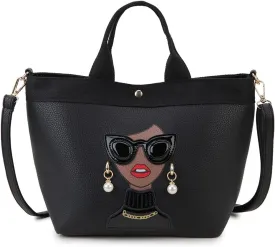 Funky Lady Face Purse for Women Casual Shopping Bag Top Handle Satchel Handbags Pu Leather Shoulder Bag Totes