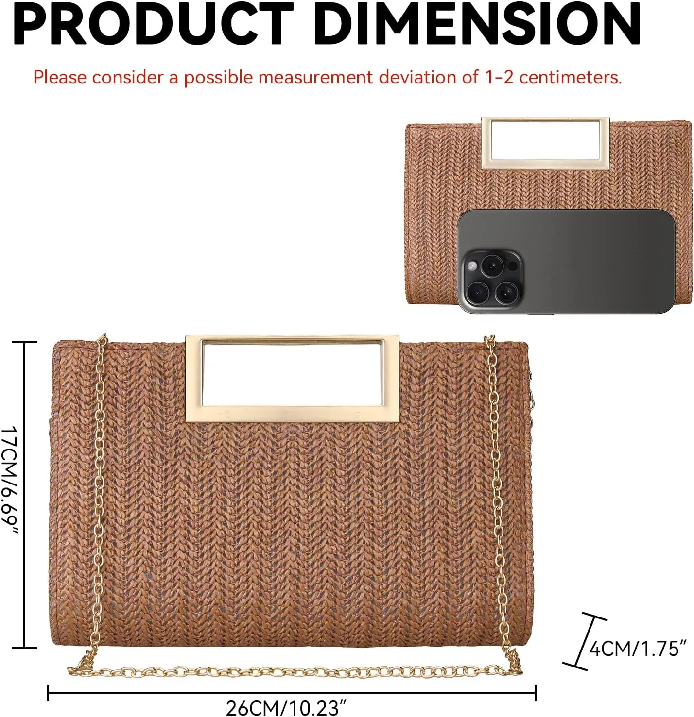 Gets Straw Clutch Purses for Women Summer Top Handle Handbag Woven Ratten Crossbody Bag Wicker Clutch Bag for Travel