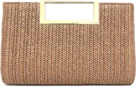 Gets Straw Clutch Purses for Women Summer Top Handle Handbag Woven Ratten Crossbody Bag Wicker Clutch Bag for Travel