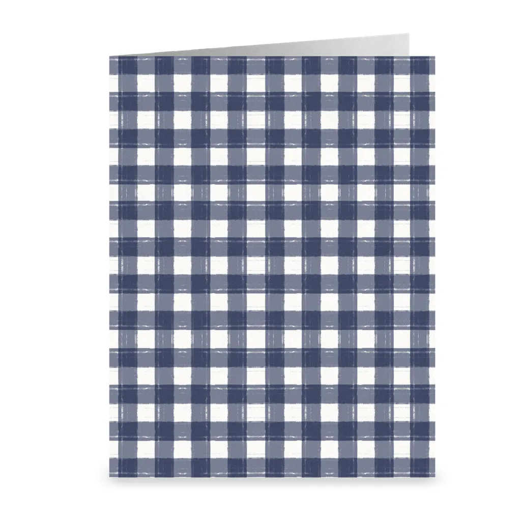 Gingham Navy Greeting Cards