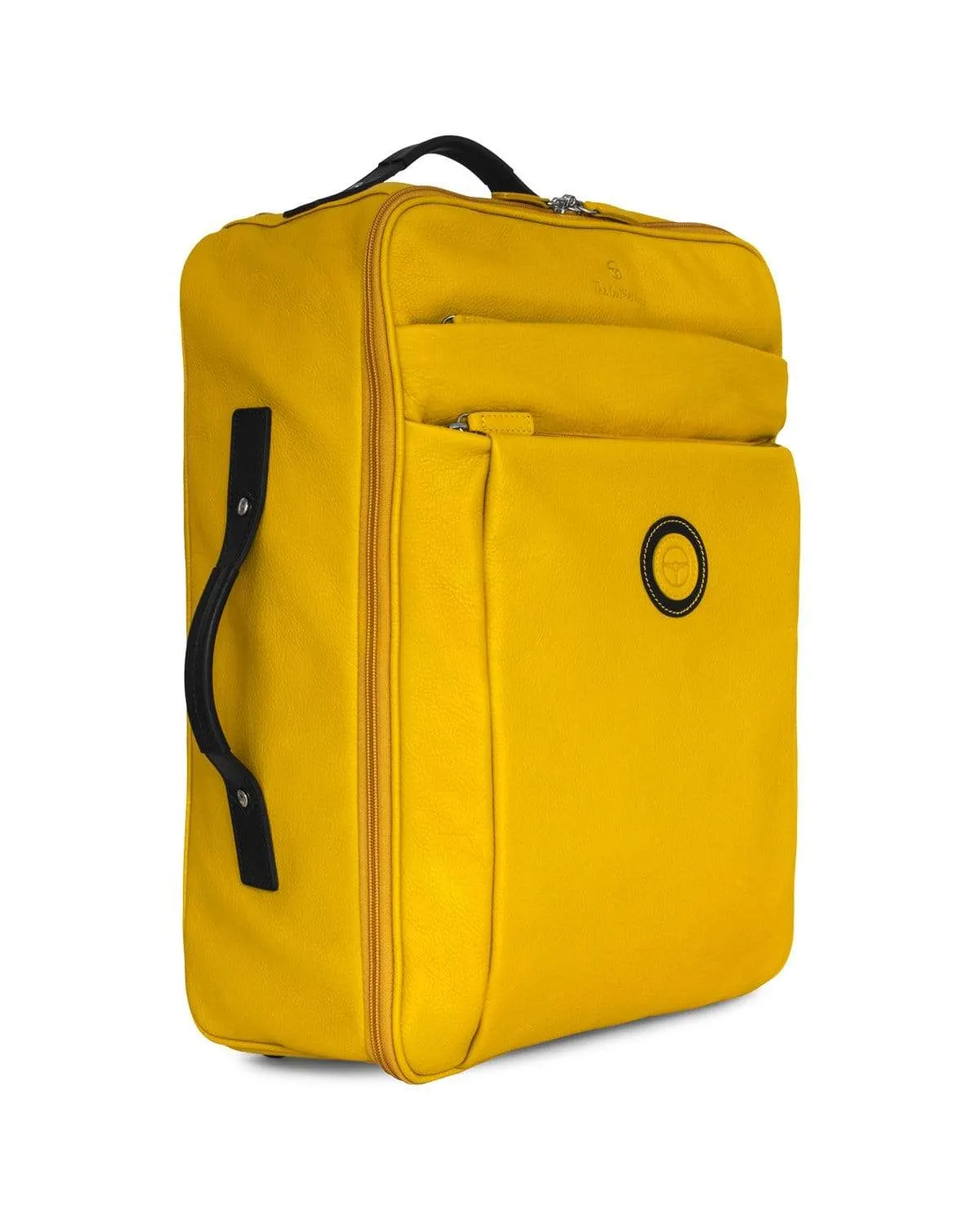 GLOBETROTTER - Full-grain Leather Trolley Bag - Yellow/Black