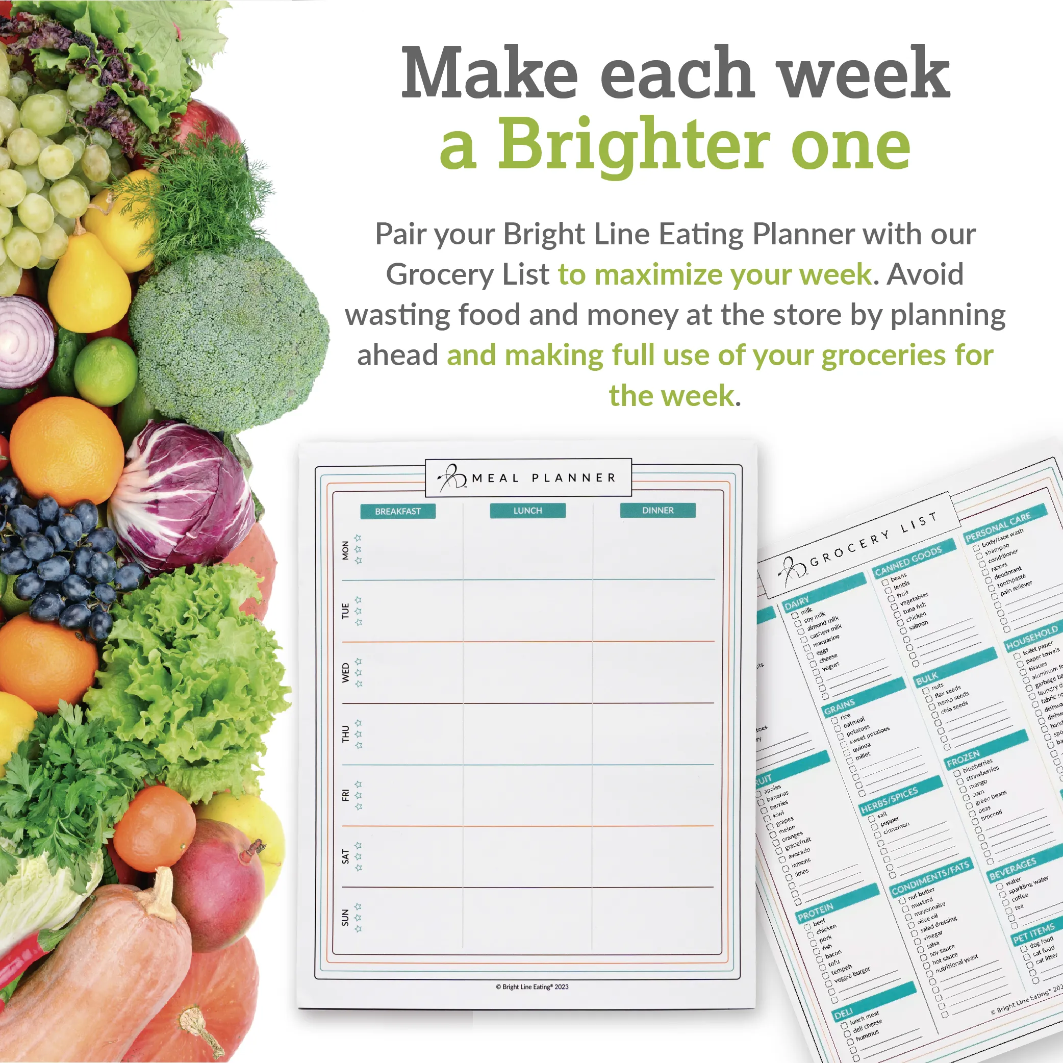 Grocery Shopping List   Meal Planner Combo