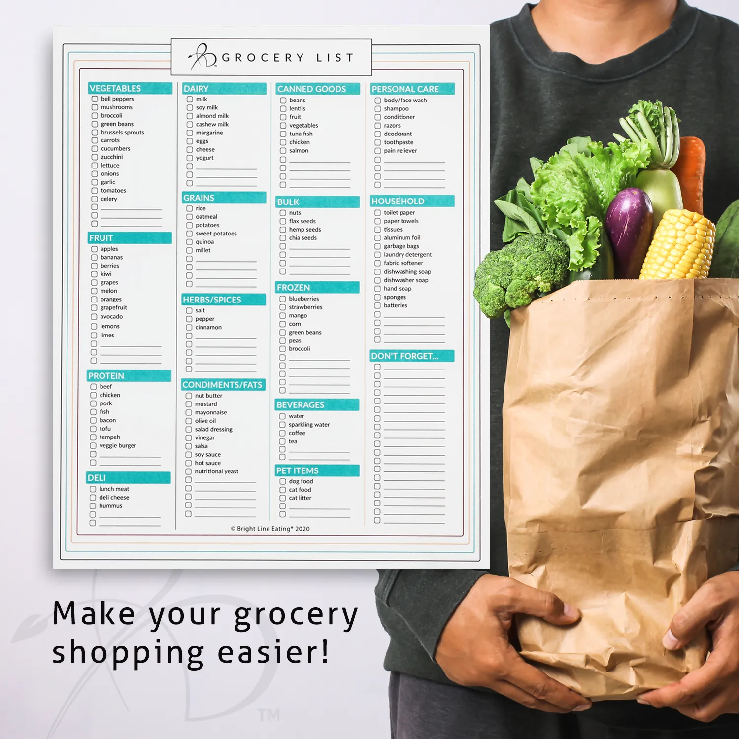 Grocery Shopping List   Meal Planner Combo