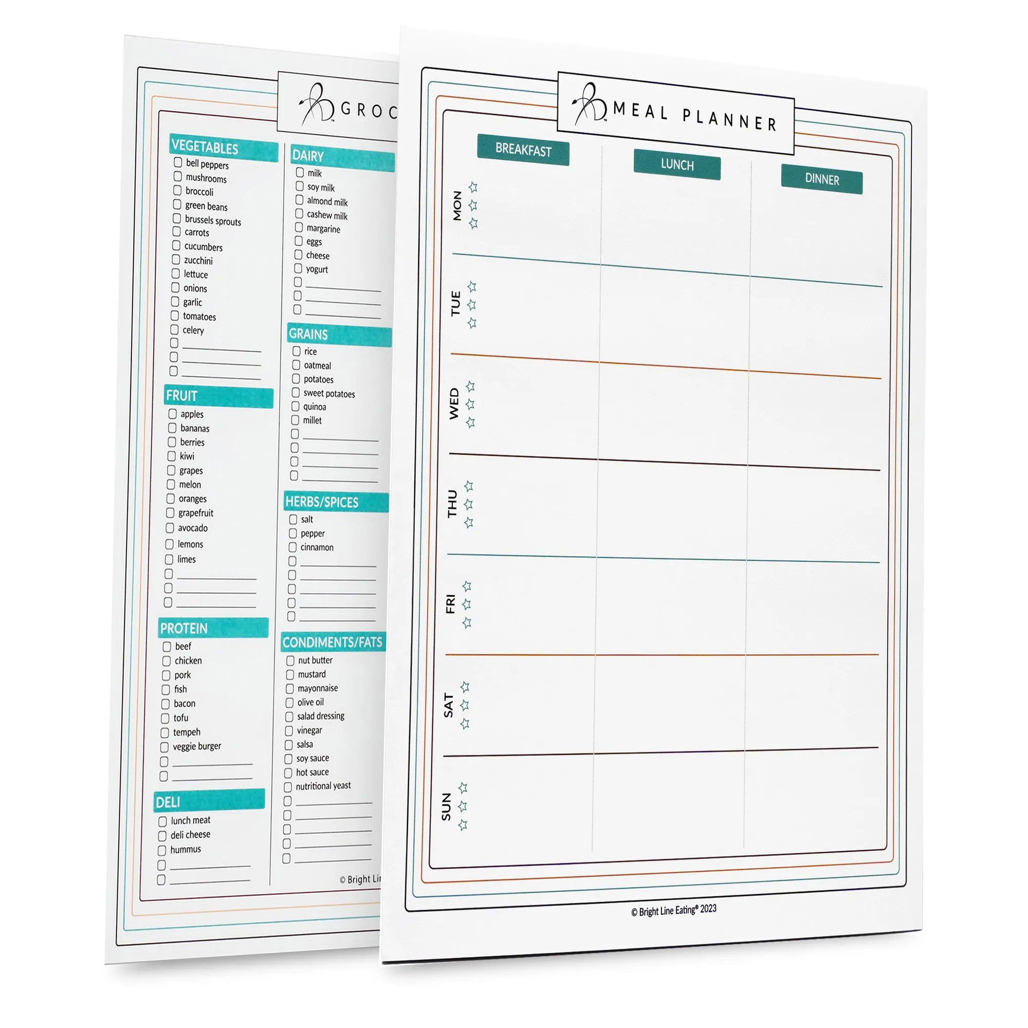 Grocery Shopping List   Meal Planner Combo