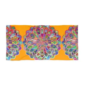 Handmade Mandala Pool Towel - Bright Orange