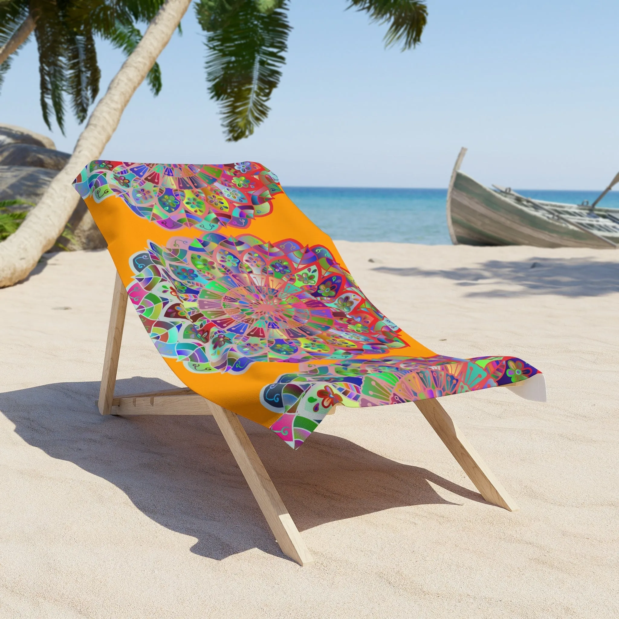 Handmade Mandala Pool Towel - Bright Orange
